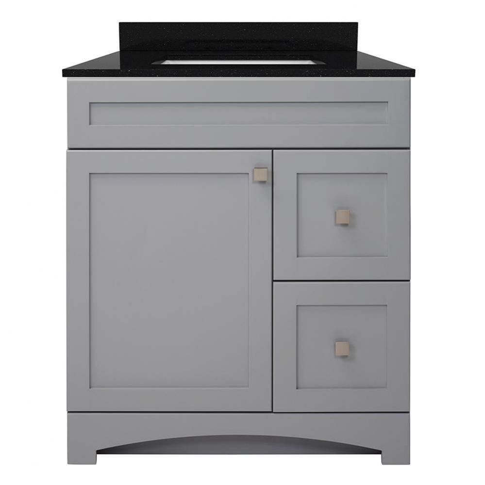 Monterrey 31'' Cool Grey Vanity with Black Galaxy Granite Top