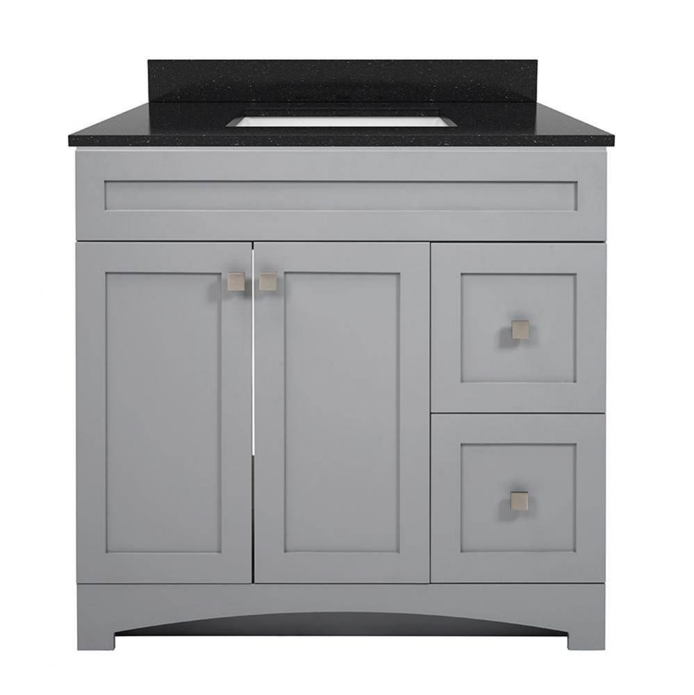 Monterrey 37'' Cool Grey Vanity with Black Galaxy Granite Top