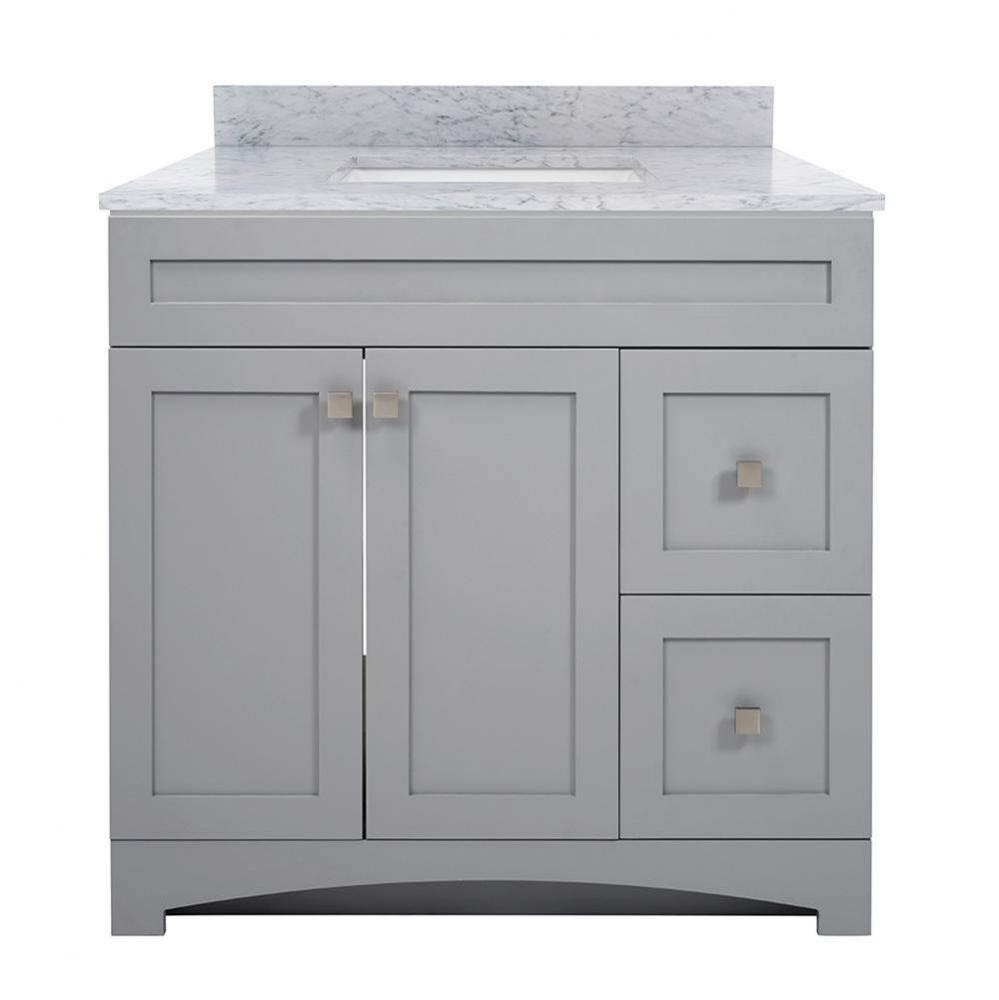 Monterrey 37'' Cool Grey Vanity with Carrara White Marble Top