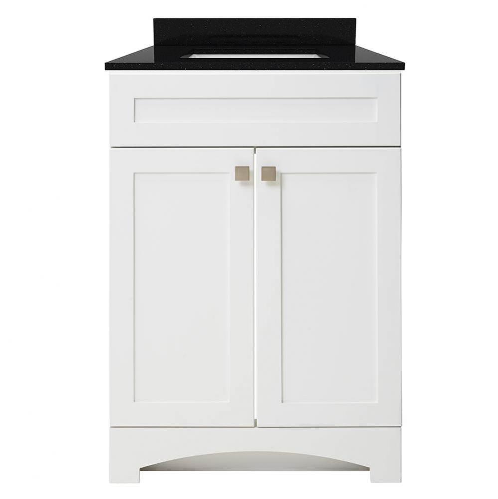 Monterrey 25'' Flat White Vanity with Black Galaxy Granite Top