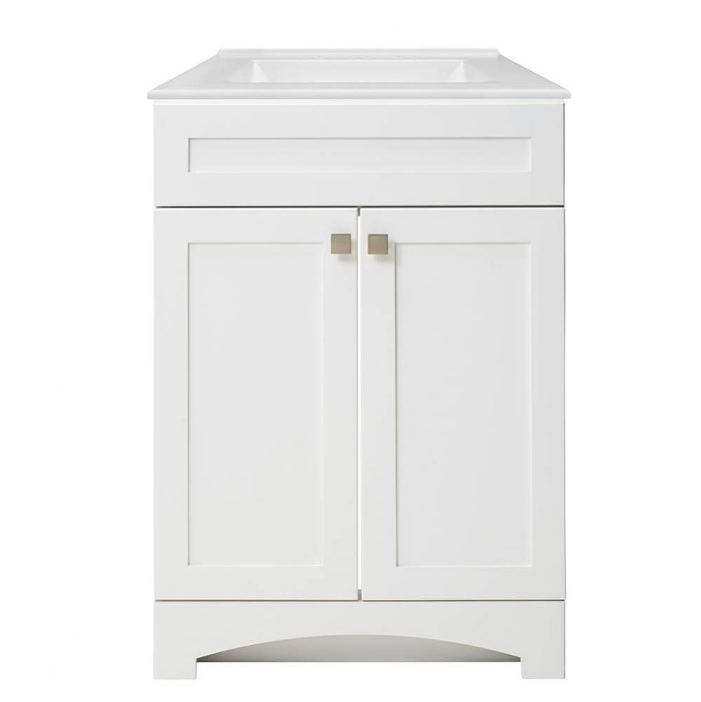 Monterrey 25'' Flat White Vanity with White Fine Fire Clay Top