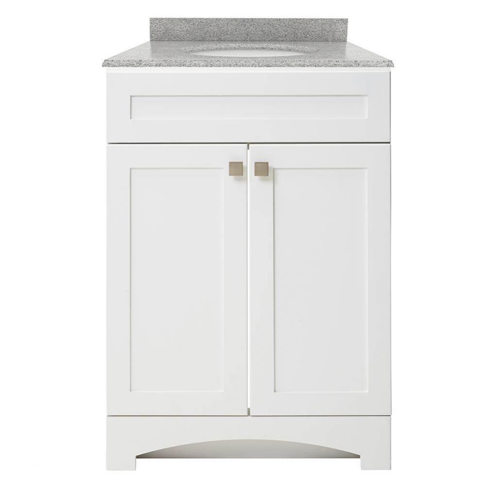 Monterrey 25'' Flat White Vanity with Rushmore Grey Granite Top