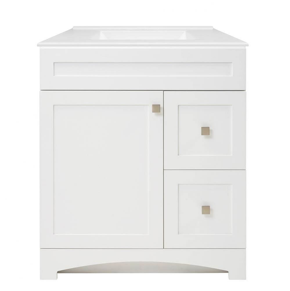 Monterrey 31'' Flat White Vanity with White Fine Fire Clay Top