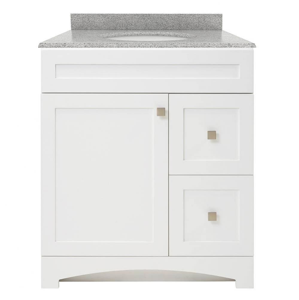 Monterrey 31'' Flat White Vanity with Rushmore Grey Granite Top