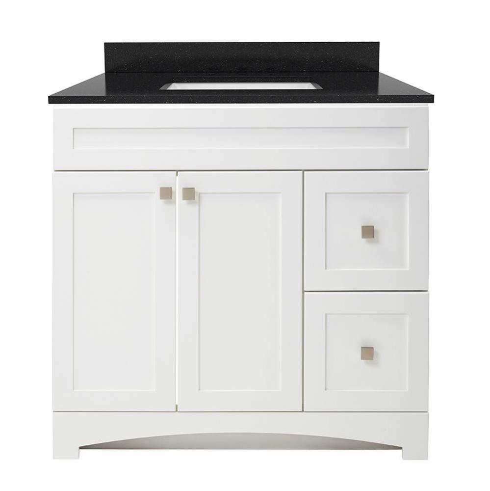 Monterrey 37'' Flat White Vanity with Black Galaxy Granite Top