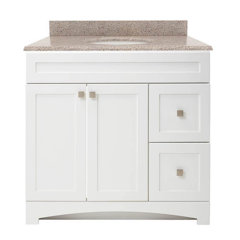 Monterrey 37'' Flat White Vanity with Mohave Beige Granite Top