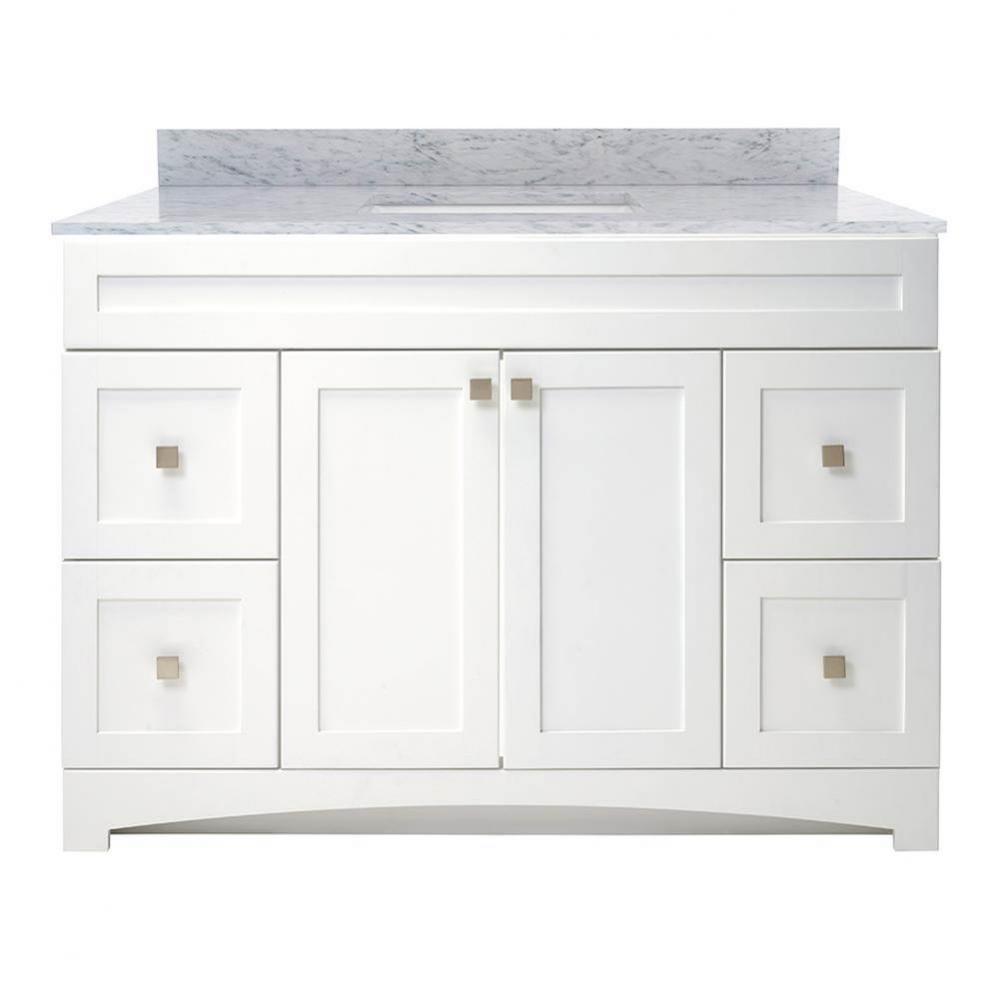 Monterrey 49'' Flat White Vanity with Carrara White Marble Top