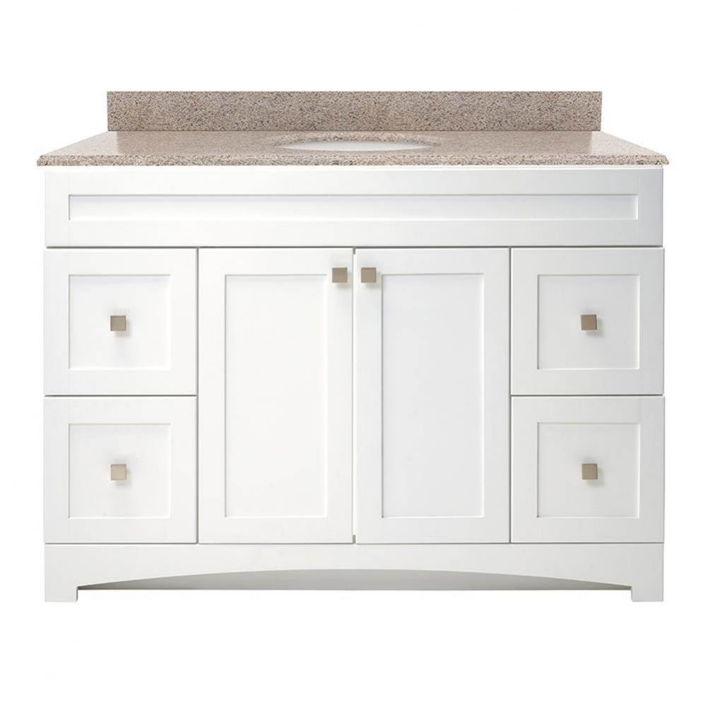 Monterrey 49'' Flat White Vanity with Mohave Beige Granite Top