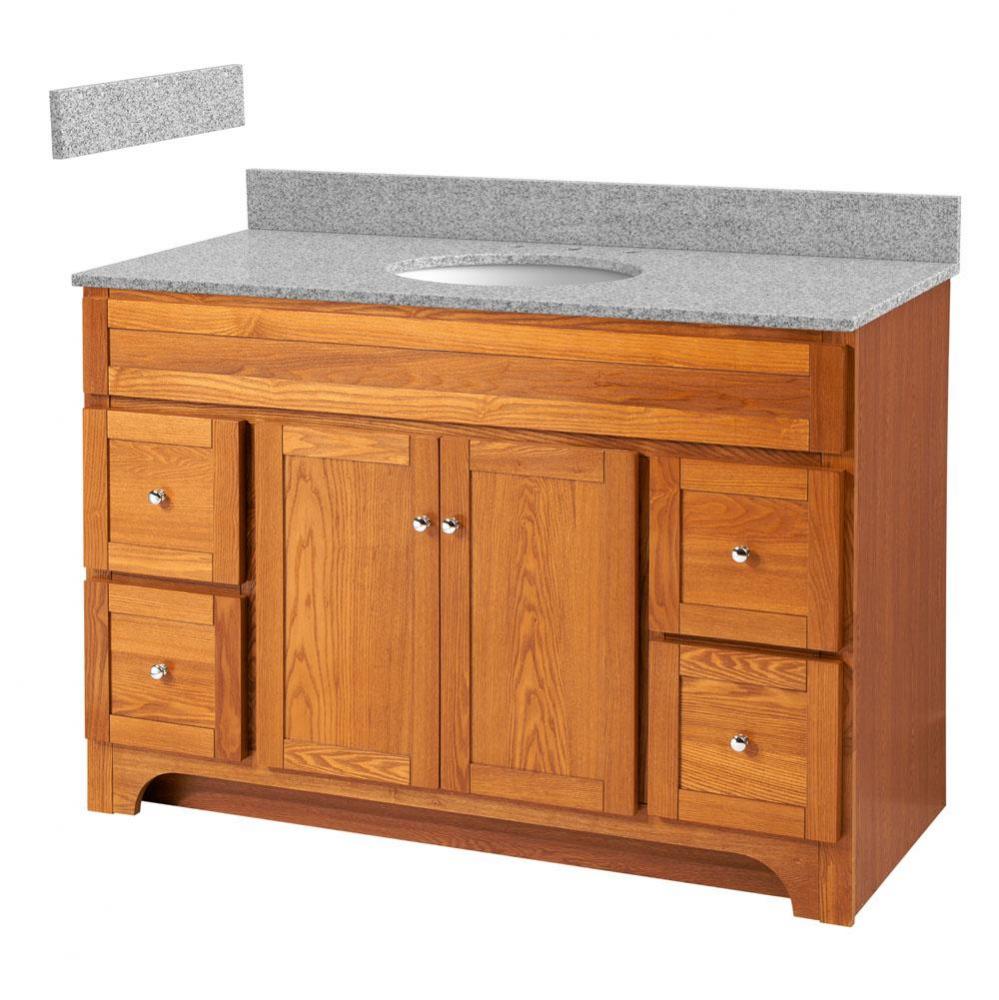 Worthington 48'' Oak Vanity with Rushmore Grey Granite Top