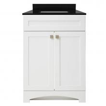 Foremost MXWVT2522-BGR - Monterrey 25'' Flat White Vanity with Black Galaxy Granite Top