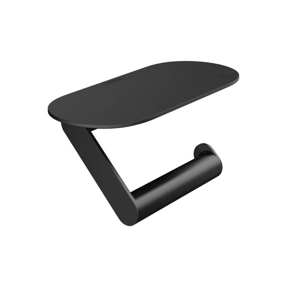 WallStoris Toilet Paper Holer with Shelf in Matte Black