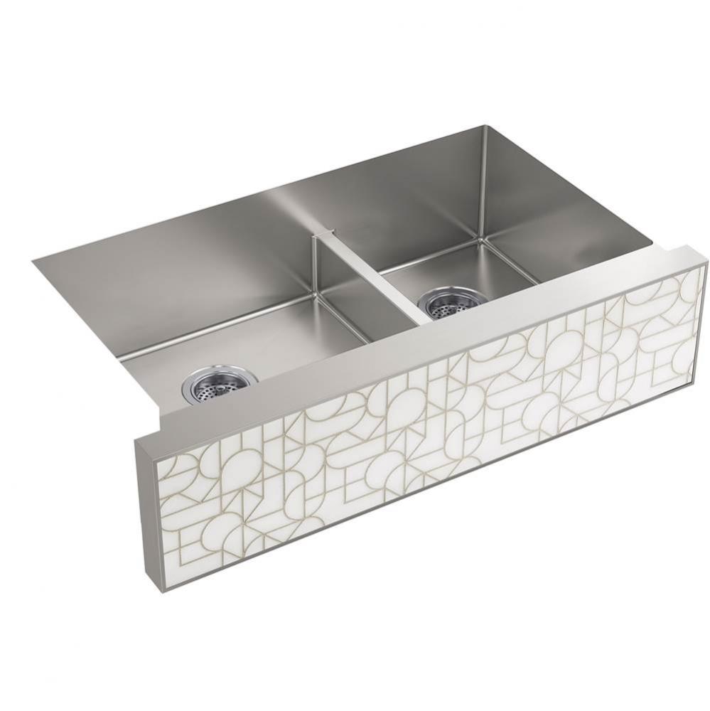 KOHLER Tailor Large Double Basin Stainless Steel Sink with Etched Stone Insert