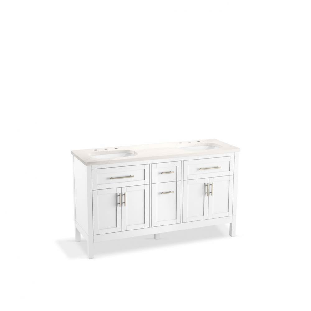 Hadron™ 60'' bathroom vanity cabinet with sinks and quartz top