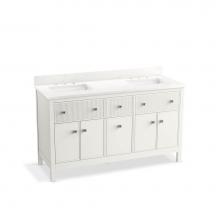 Kohler 35022-0 - Malin™ by Studio McGee 60'' bathroom vanity cabinet with sinks and quartz top
