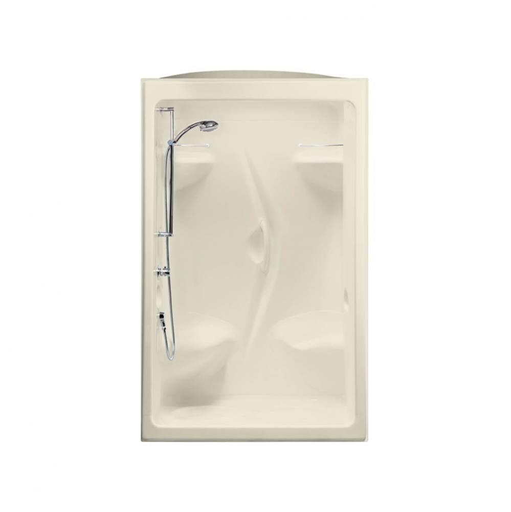 Stamina 48-I 51 in. x 35.75 in. x 85.25 in. 3-piece Shower with Left Seat, Center Drain in Bone