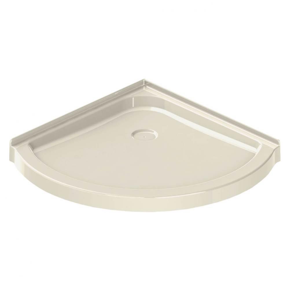 R 36.125 in. x 36.125 in. x 4.125 in. Round Corner Shower Base with Center Drain in Bone