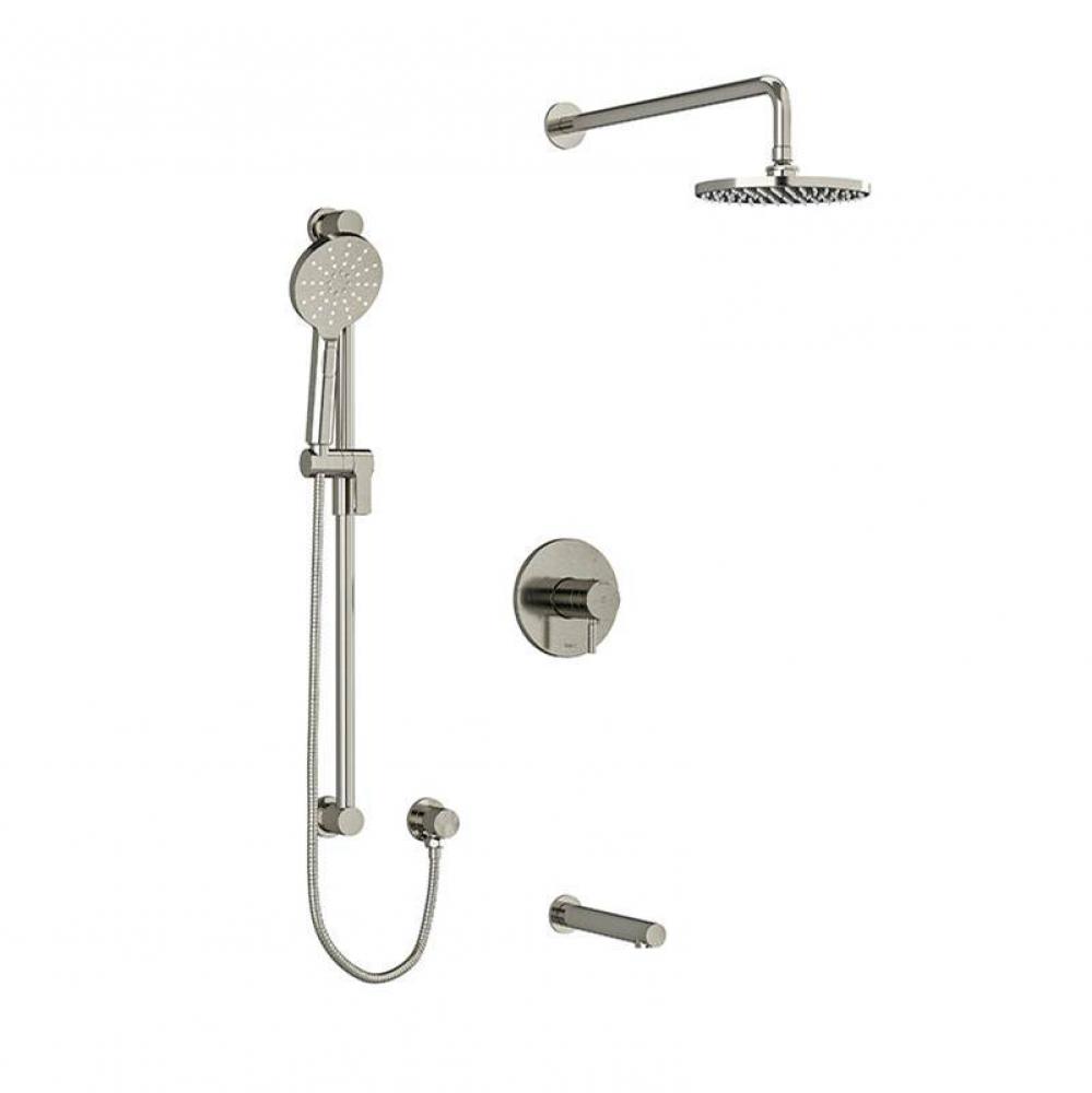 Type T/P (thermostatic/pressure balance) 1/2'' coaxial 3-way system with hand shower rai