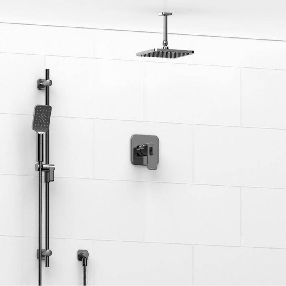 Type T/P (thermostatic/pressure balance) 1/2'' coaxial 2-way system with hand shower and