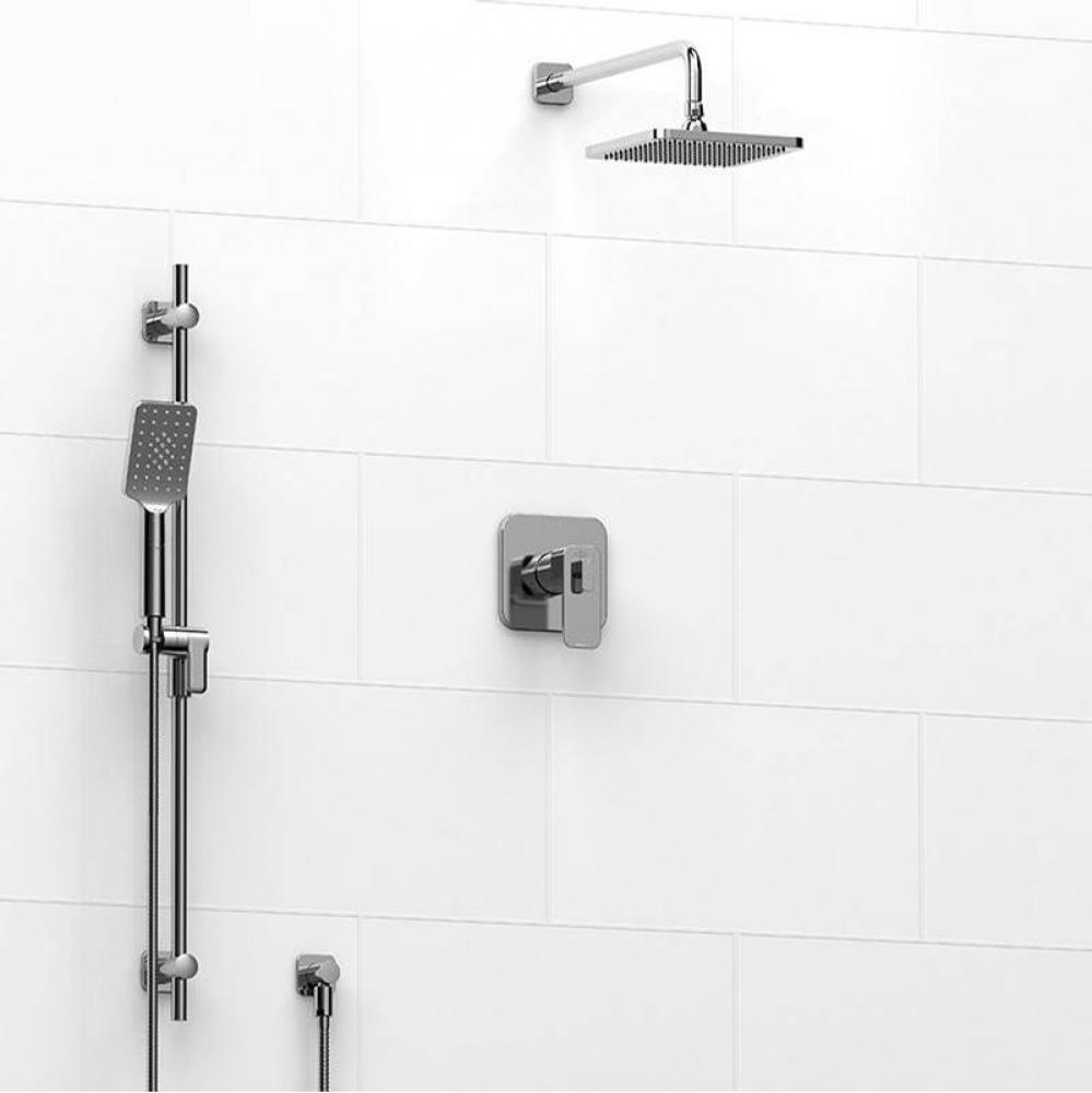 Type T/P (thermostatic/pressure balance) 1/2'' coaxial 2-way system with hand shower and