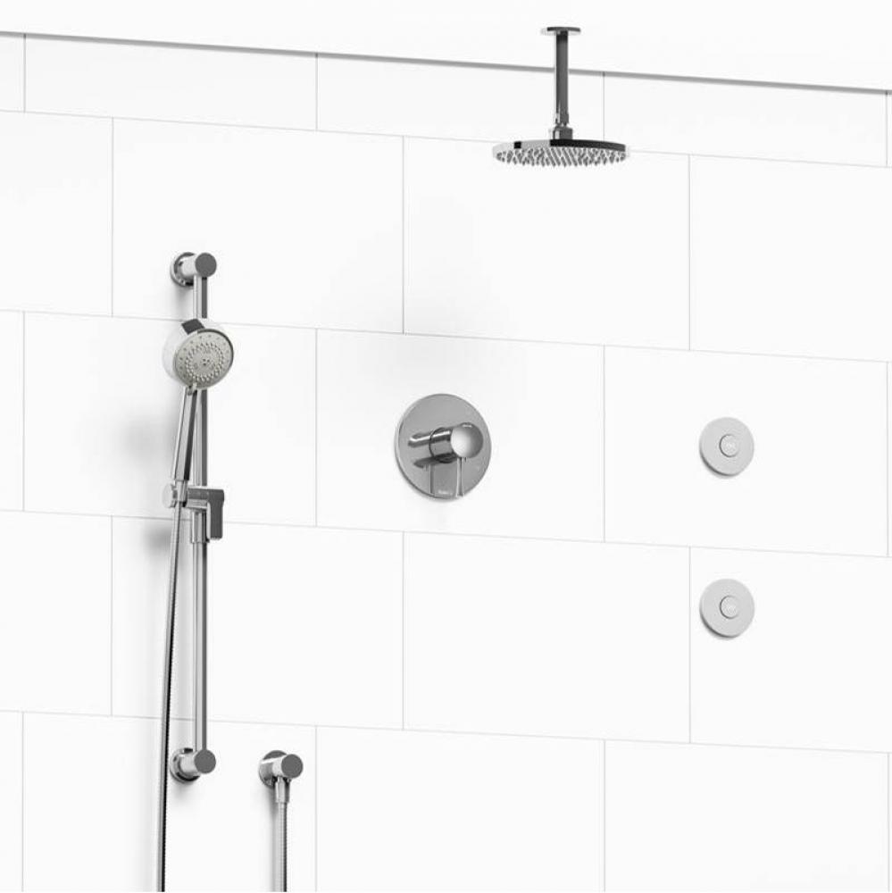 Type T/P (thermostatic/pressure balance) 1/2'' coaxial 3-way system, hand shower rail, e