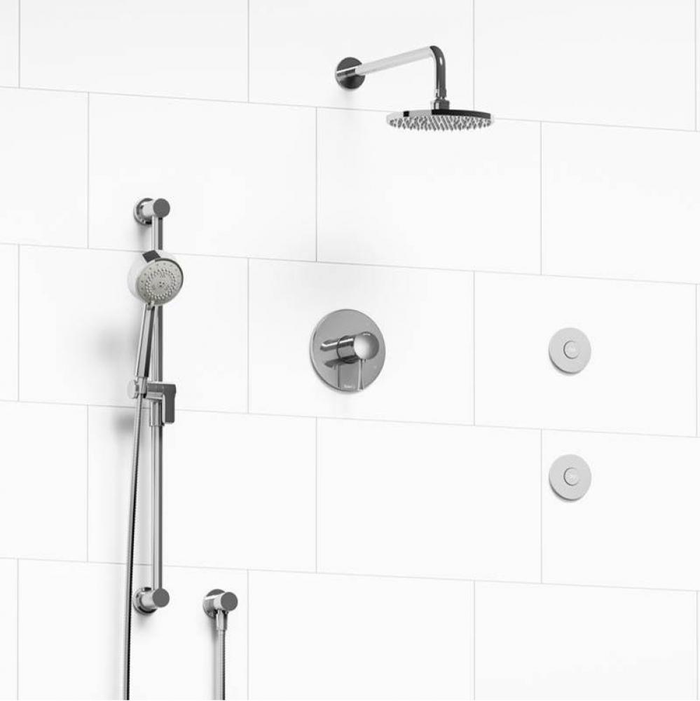 Type T/P (thermostatic/pressure balance) 1/2'' coaxial 3-way system, hand shower rail, e