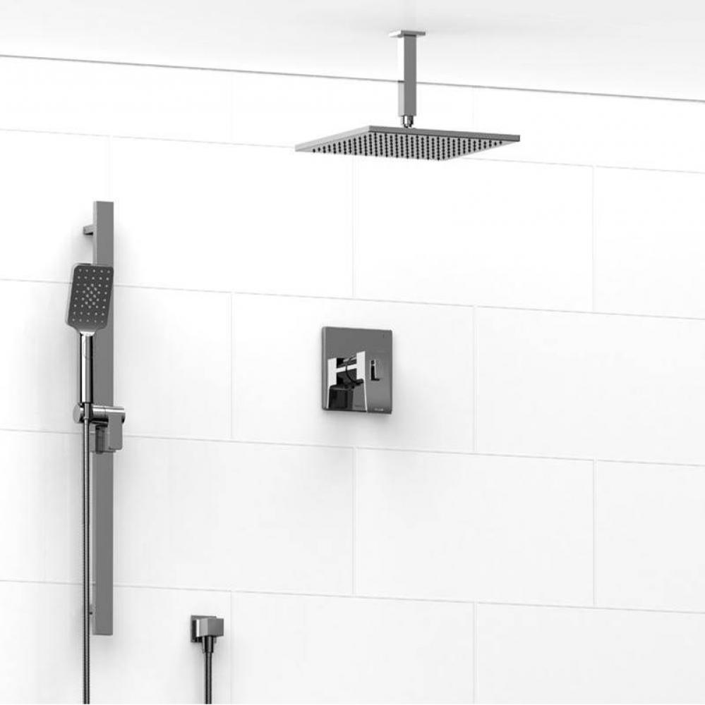 Type T/P (thermostatic/pressure balance) 1/2'' coaxial 2-way system with hand shower and