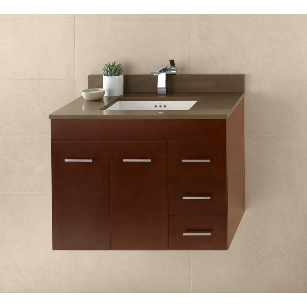 31'' Bella Wall Mount Bathroom Vanity Base Cabinet in Dark Cherry - Doors on Left