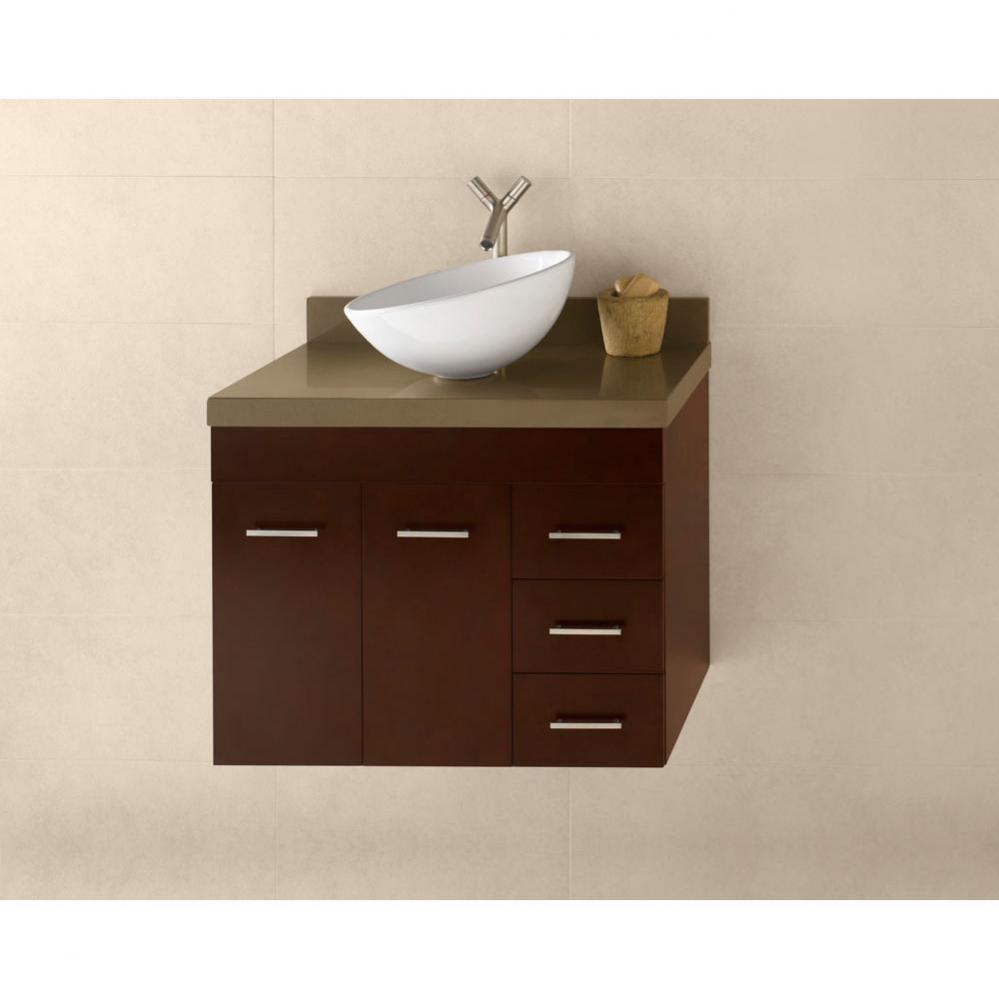 31'' Bella Wall Mount Bathroom Vanity Base Cabinet in Dark Cherry - Doors on Right