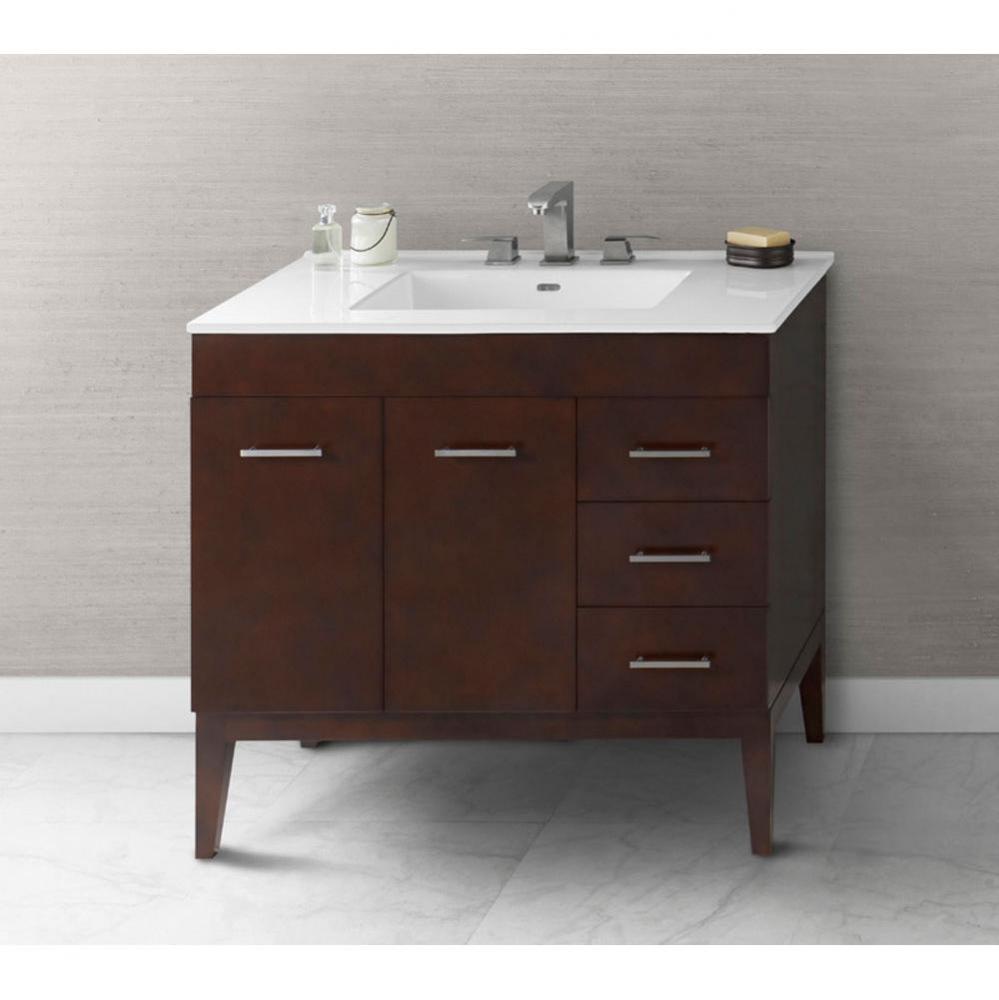 36'' Bella Bathroom Vanity Base Cabinet with Leg in Dark Cherry - Doors on Left, Wood Le