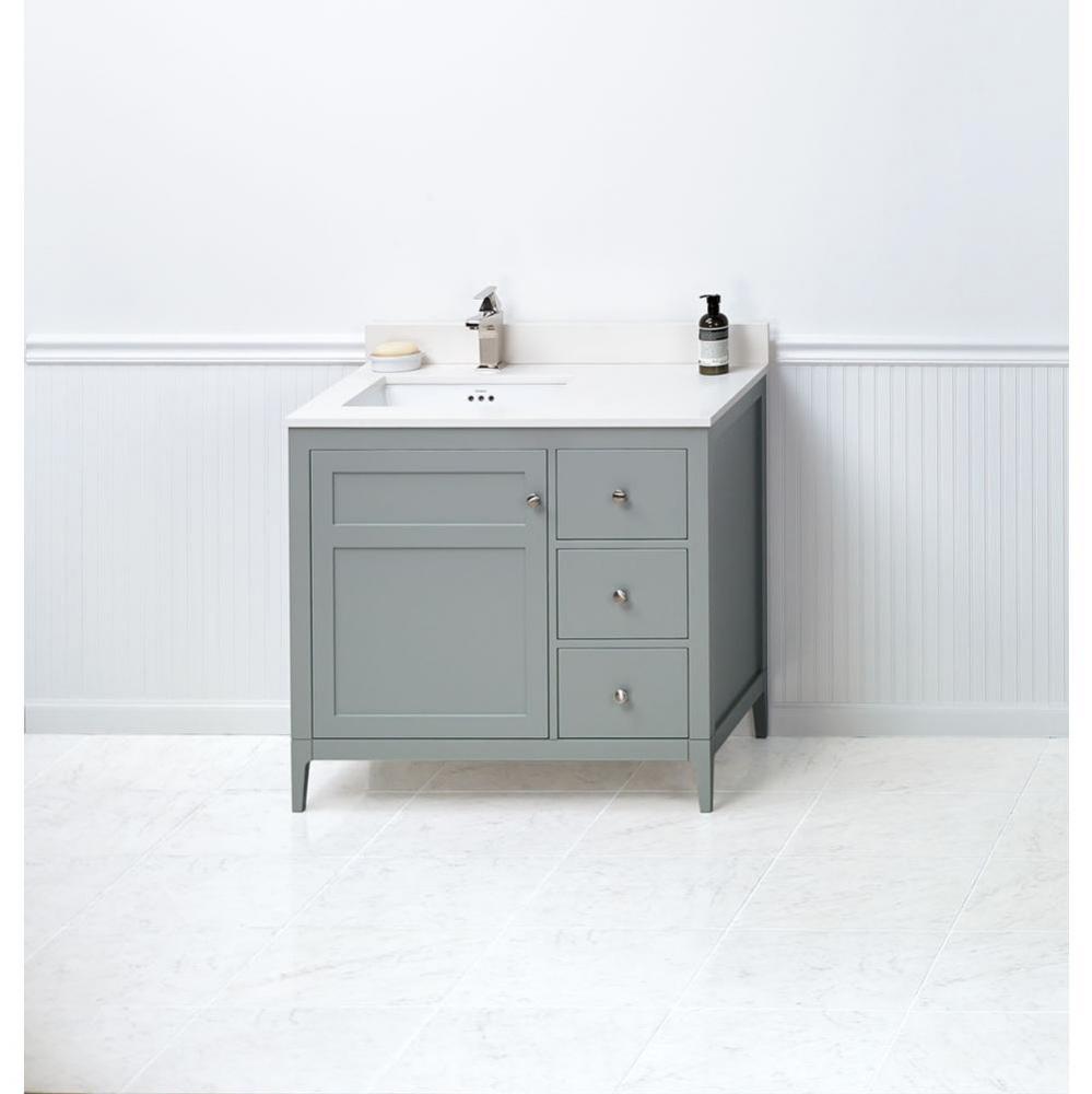 36'' Briella  Bathroom Vanity Cabinet Base with Tapered Leg in Ocean Gray - Door on Left