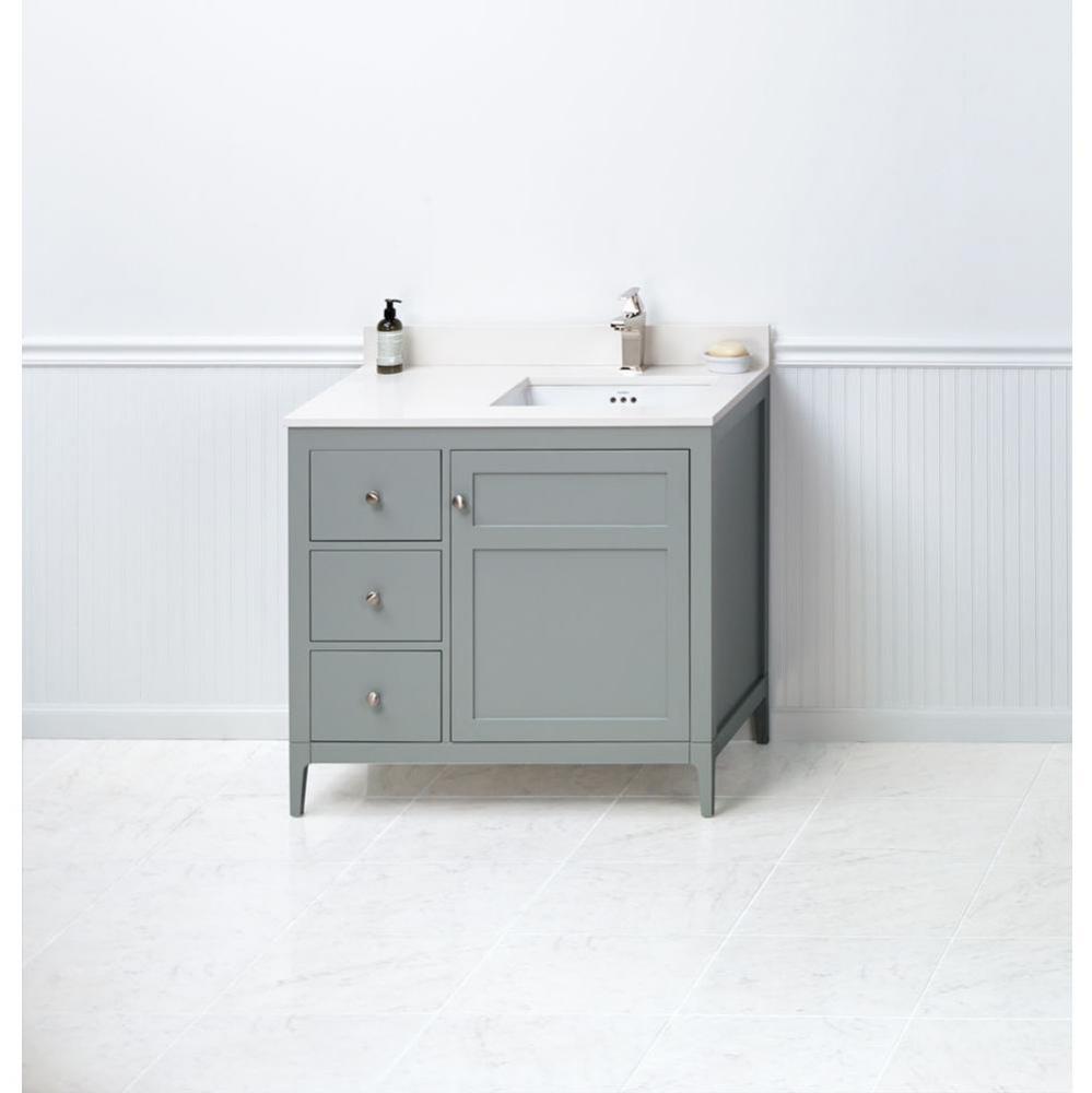 36'' Briella  Bathroom Vanity Cabinet Base with Tapered Leg in Ocean Gray - Door on Righ