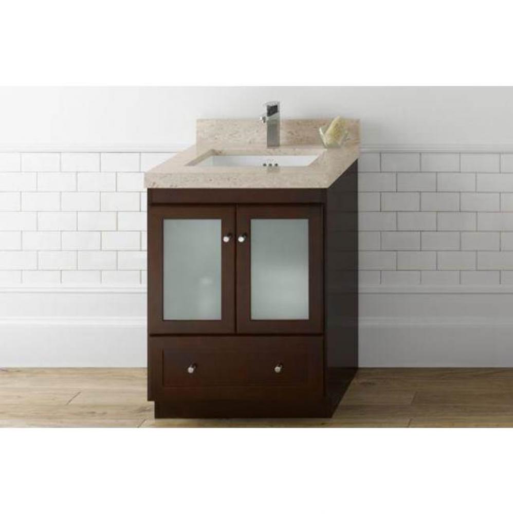 30'' Shaker Bathroom Vanity Cabinet Base in Dark Cherry - Wood Doors on Right