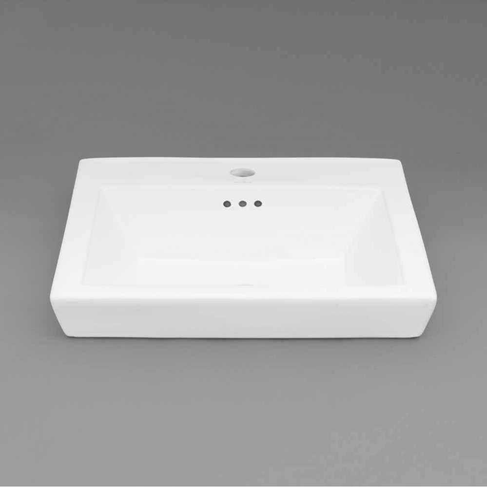 19'' Rhombus Square Tapered Ceramic Drop-in Bathroom Sink in White