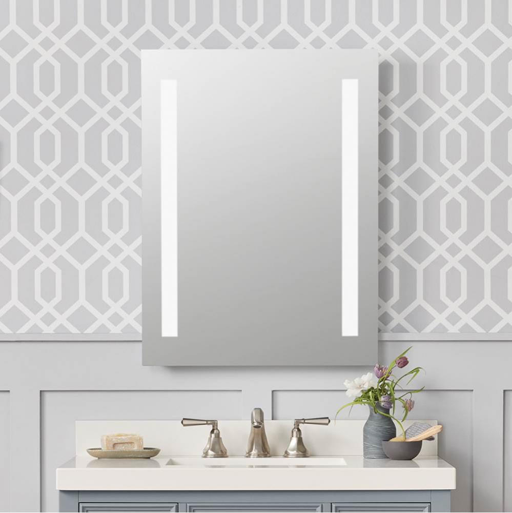 24'' Salon Contemporary Metal Framed Bathroom Mirror with LED Light Border in Satin Alum