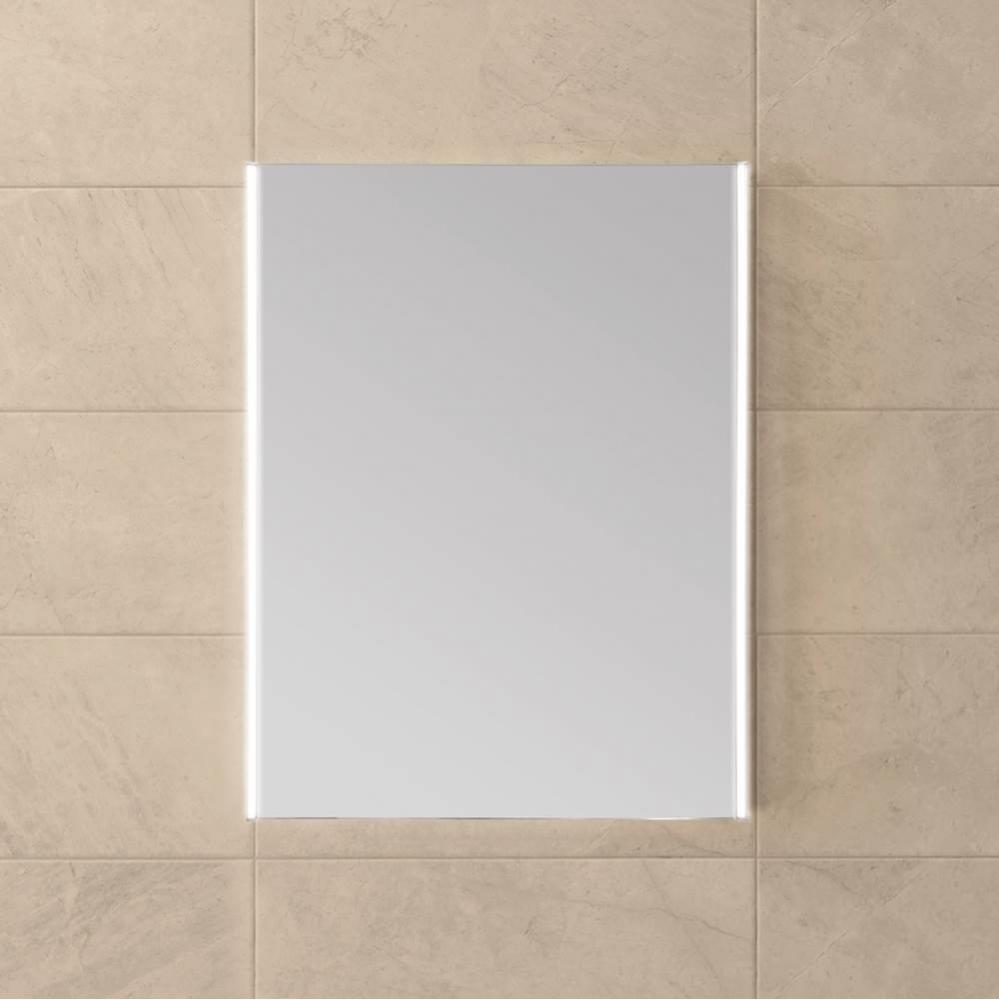 24'' Parker Contemporary Metal Framed Bathroom Mirror with LED Light Border in Satin Alu