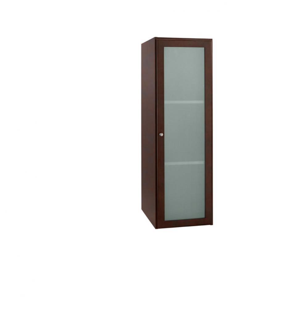 15'' Shaker  Linen Cabinet Storage Tower with Frosted Glass Door in Dark Cherry