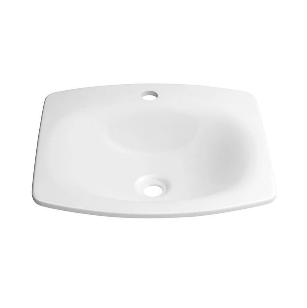 19'' Era Rectangular Drop-in Ceramic Vessel with Single faucet with out Overflow in Whit