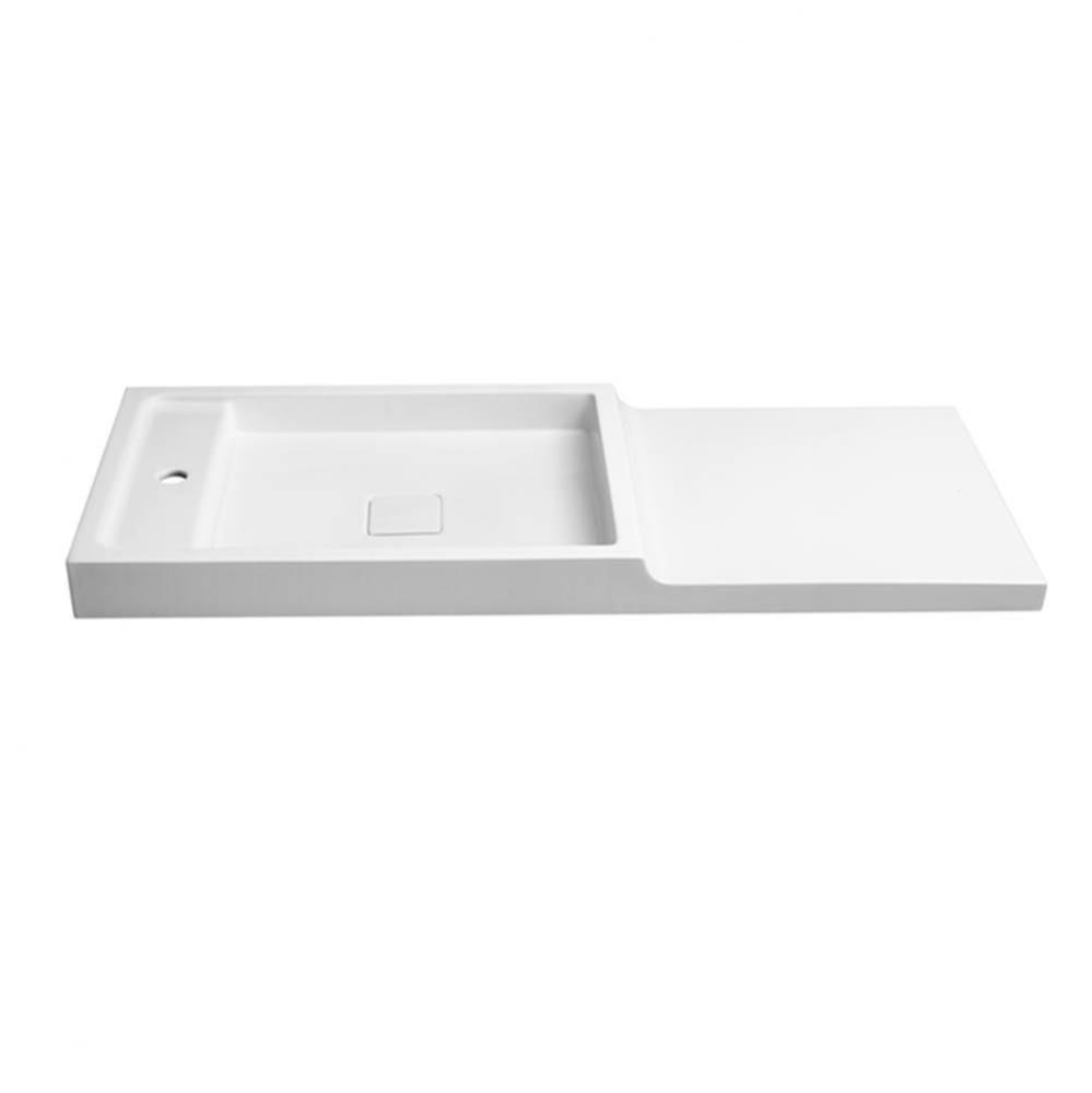 47'' Unity Rectangular Ceramic Vessel Sinktop with Single Faucet with out Overflow in Wh