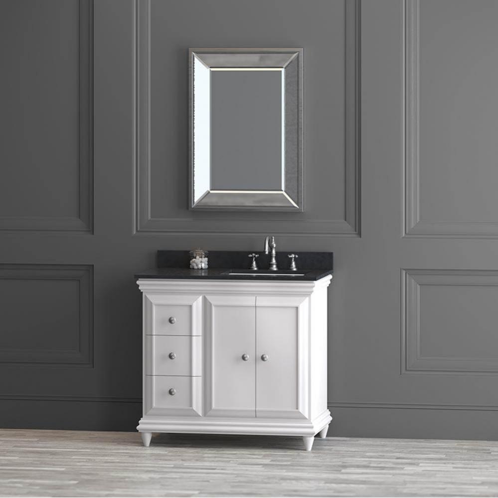 36'' Genova Vanity in White, Doors on Left