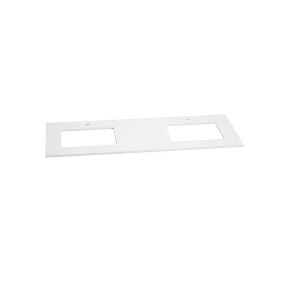 61'' Standard quartz top in Solid White, Single Faucet Hole
