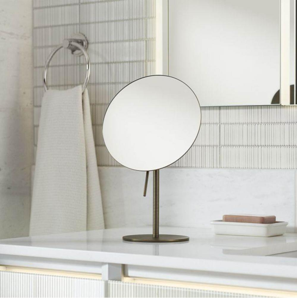 Polished Chrome Freestanding Magnification Mirror With Integrated 3000K/5000K Light- 5X Magnificat