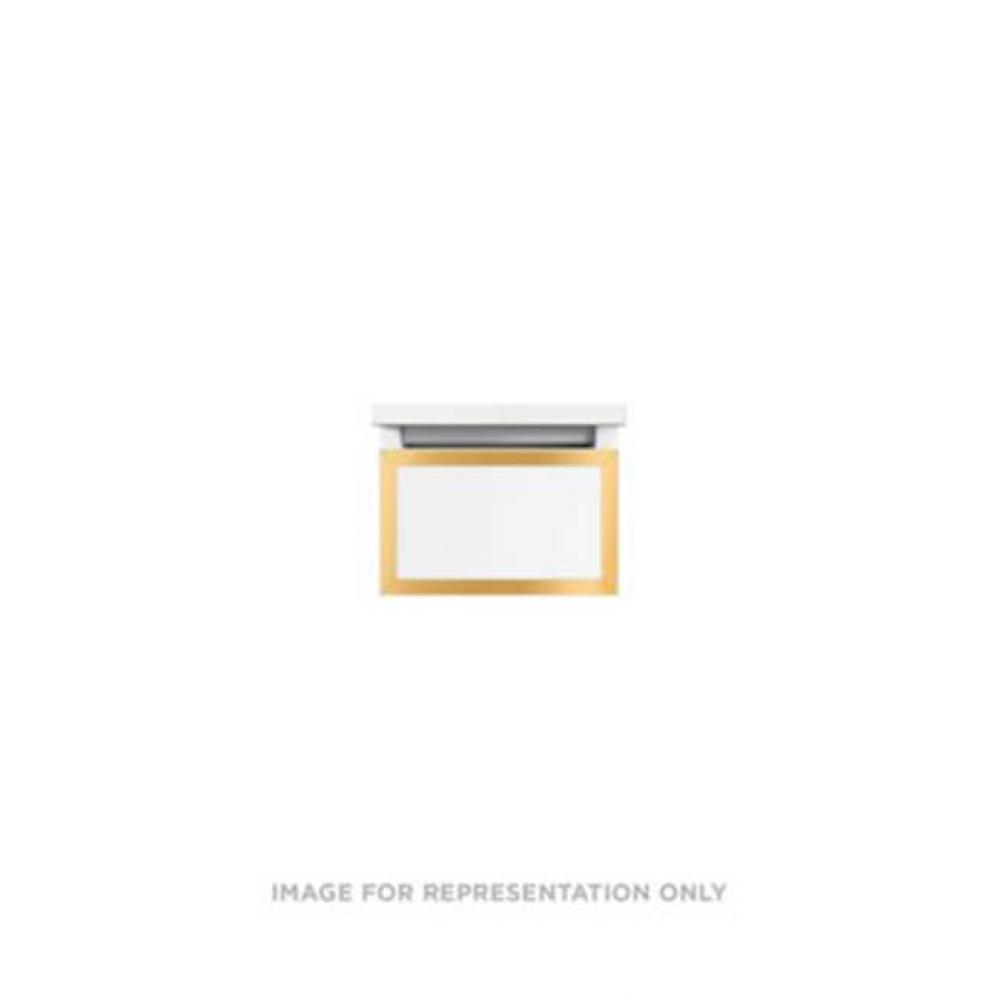 Profiles Framed Vanity, 12'' x 7-1/2'' x 18'', White, Matte Gold Fra