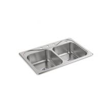 Sterling Plumbing F11400-4-NA - Southhaven® Top-Mount Double-Equal Kitchen Sink, 33'' x 22'' x 6-1/2&apos