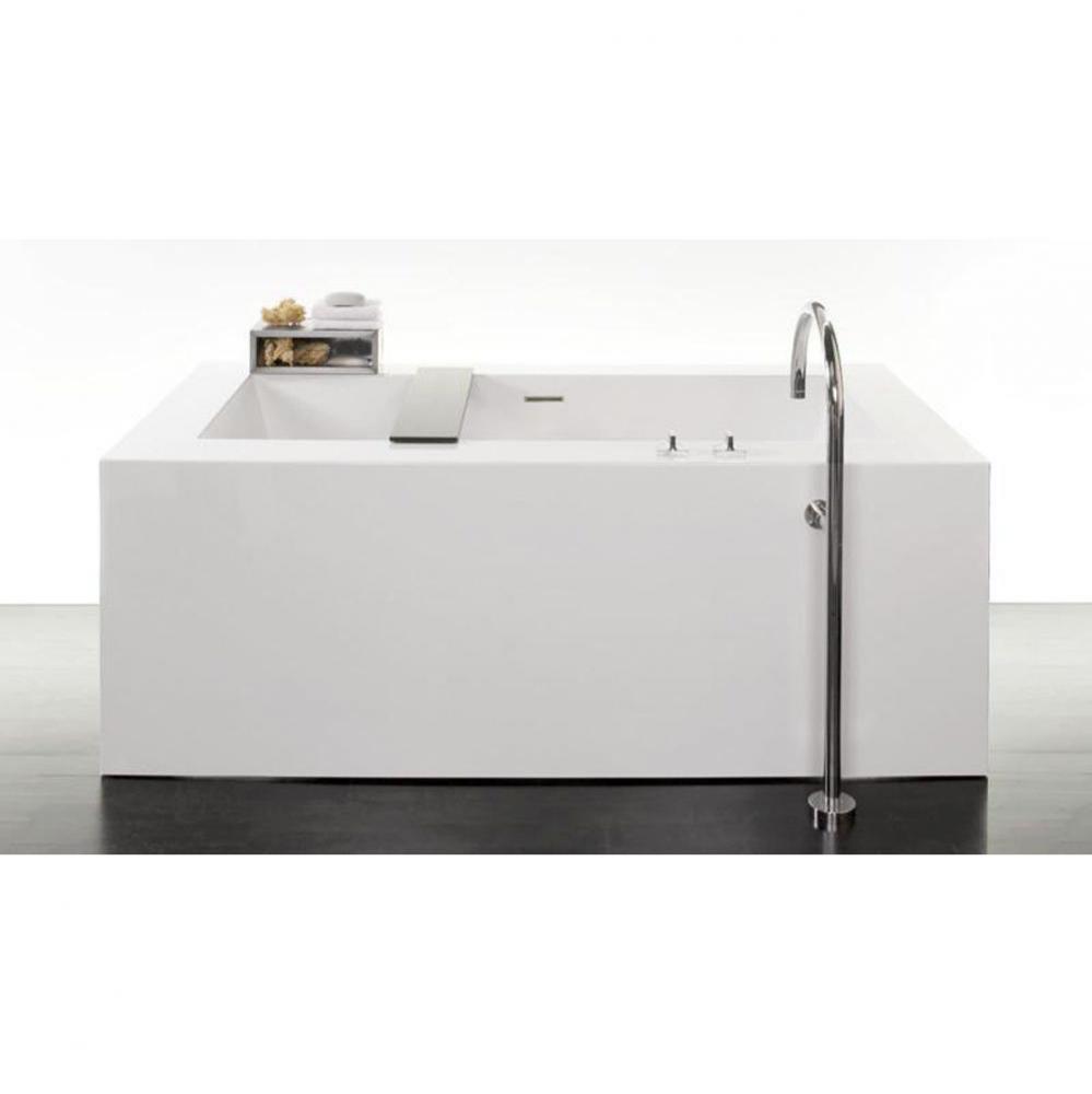 Cube Bath 66 X 36 X 24 - 2 Walls - Built In Nt O/F & Sb Drain - Copper Con - White Matte