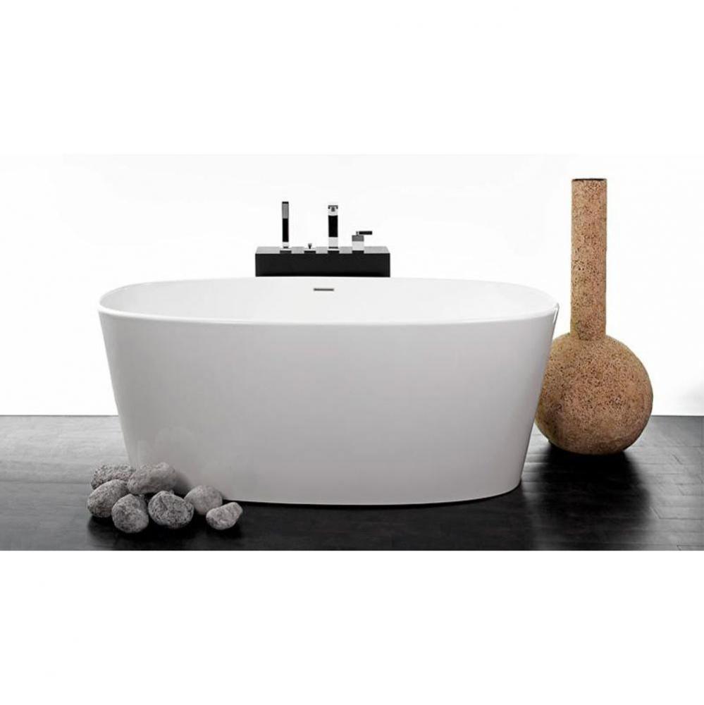 OVE BATH 62 X 26 X 24.75 - FS - BUILT IN BN O/F and DRAIN - WHITE TRUE HIGH GLOSS