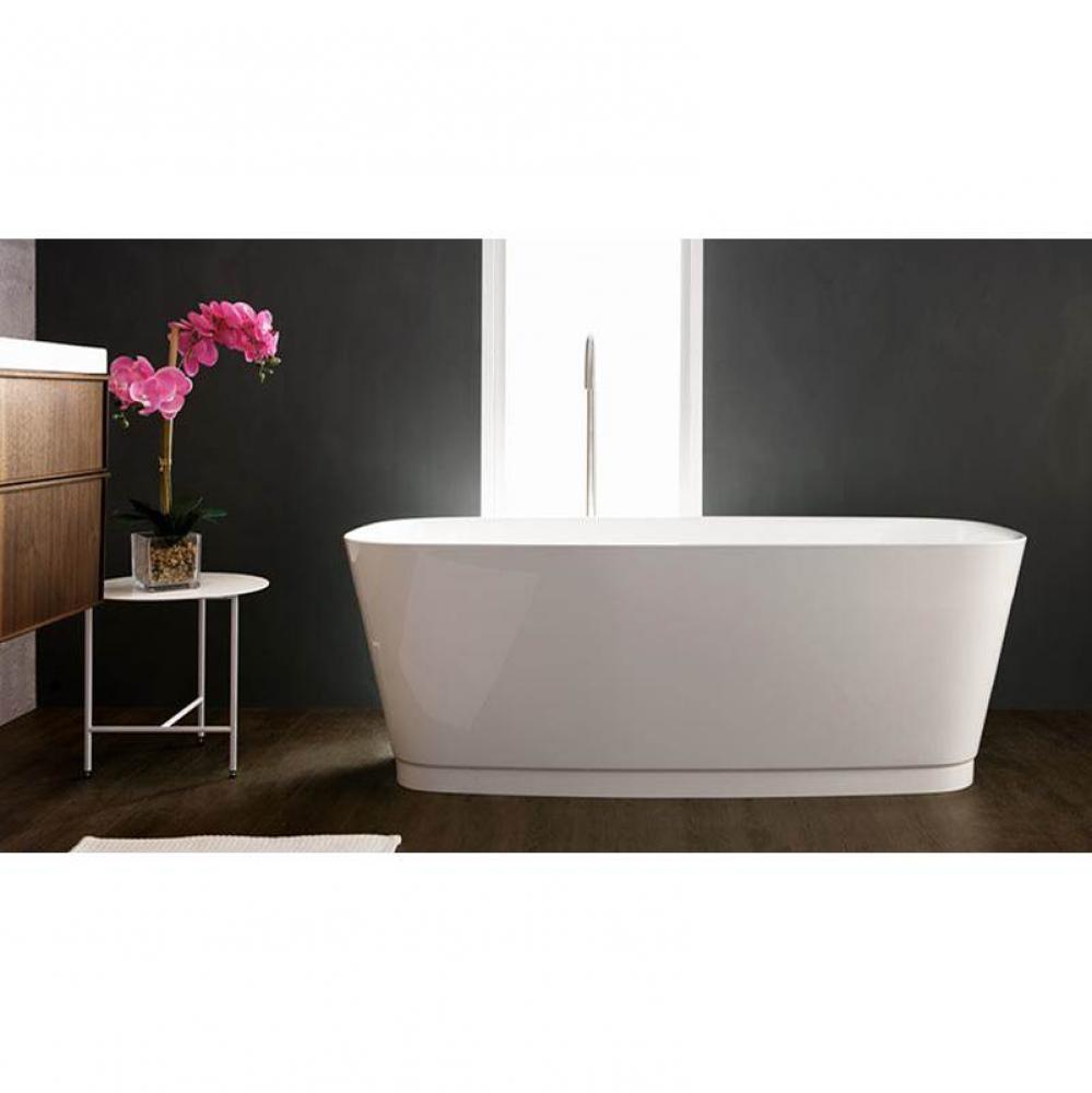 Straight Bath 58 15/16 X 27 15/16 X 21 1/16 - Fs - Bn Drain & O/F - White True High Gloss