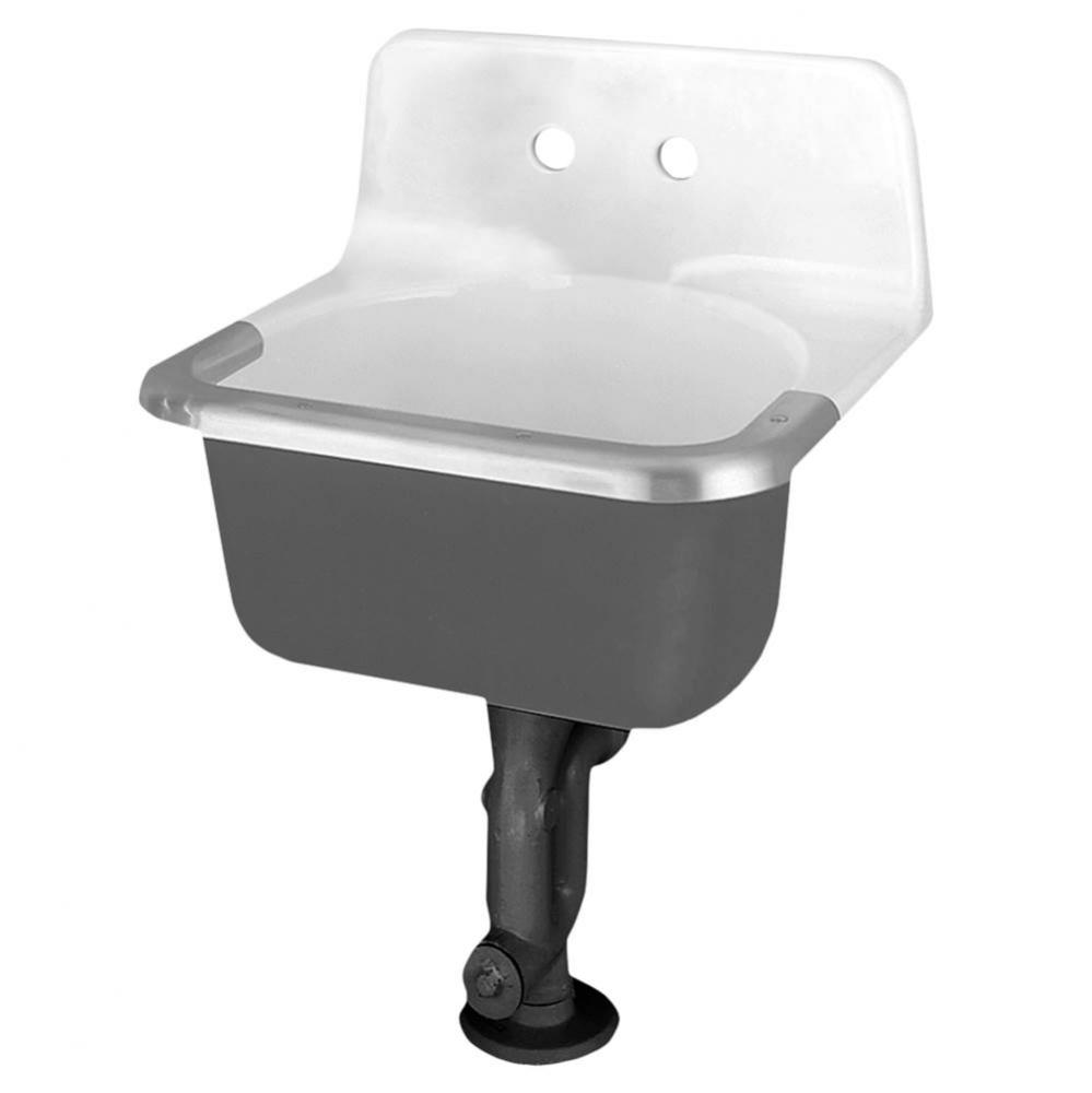 Akron® Wall-Hung Cast Iron Service Sink With 8-inch Faucet Holes and Rim Guard