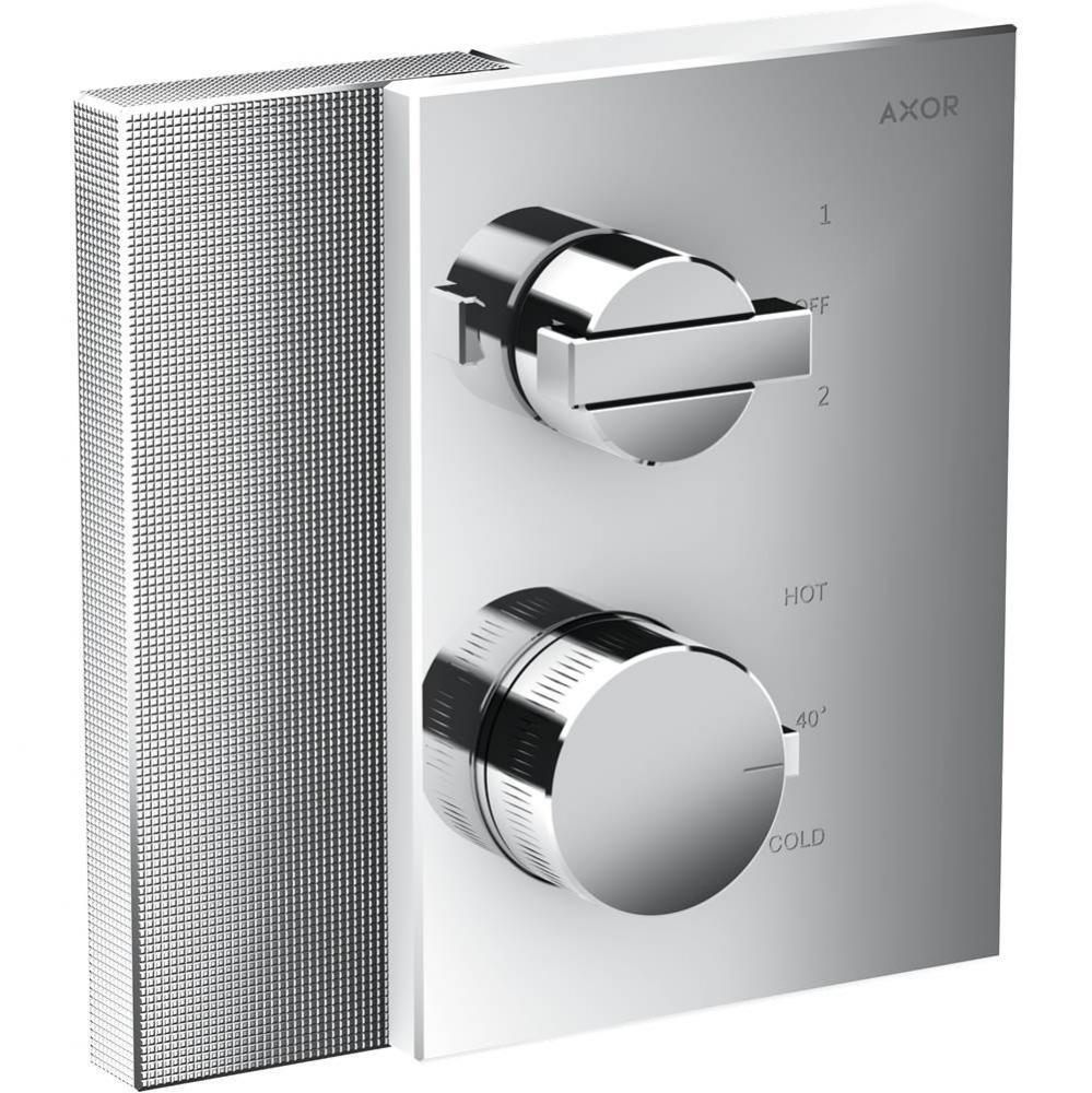 AXOR Edge Thermostatic Trim with Volume Control and Diverter - Diamond Cut in Chrome