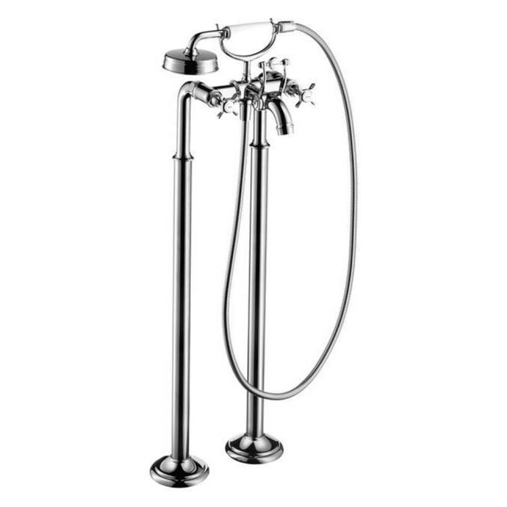 AXOR Montreux 2-Handle Freestanding Tub Filler Trim with Cross Handles and 1.8 GPM Handshower in C