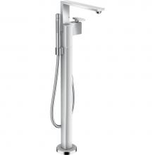 Axor 46441001 - AXOR Edge Freestanding Tub Filler Trim with 1.75 GPM Handshower - Diamond Cut in Chrome